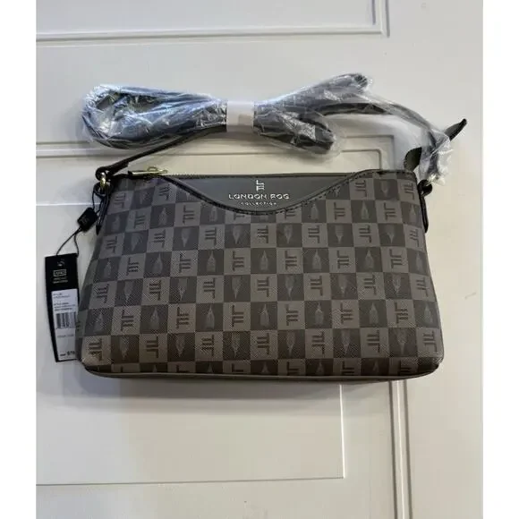 London Fog Addison Tower Signature Print Crossbody Bag Zip Around Wallet NWT $78 - Picture 1 of 5
